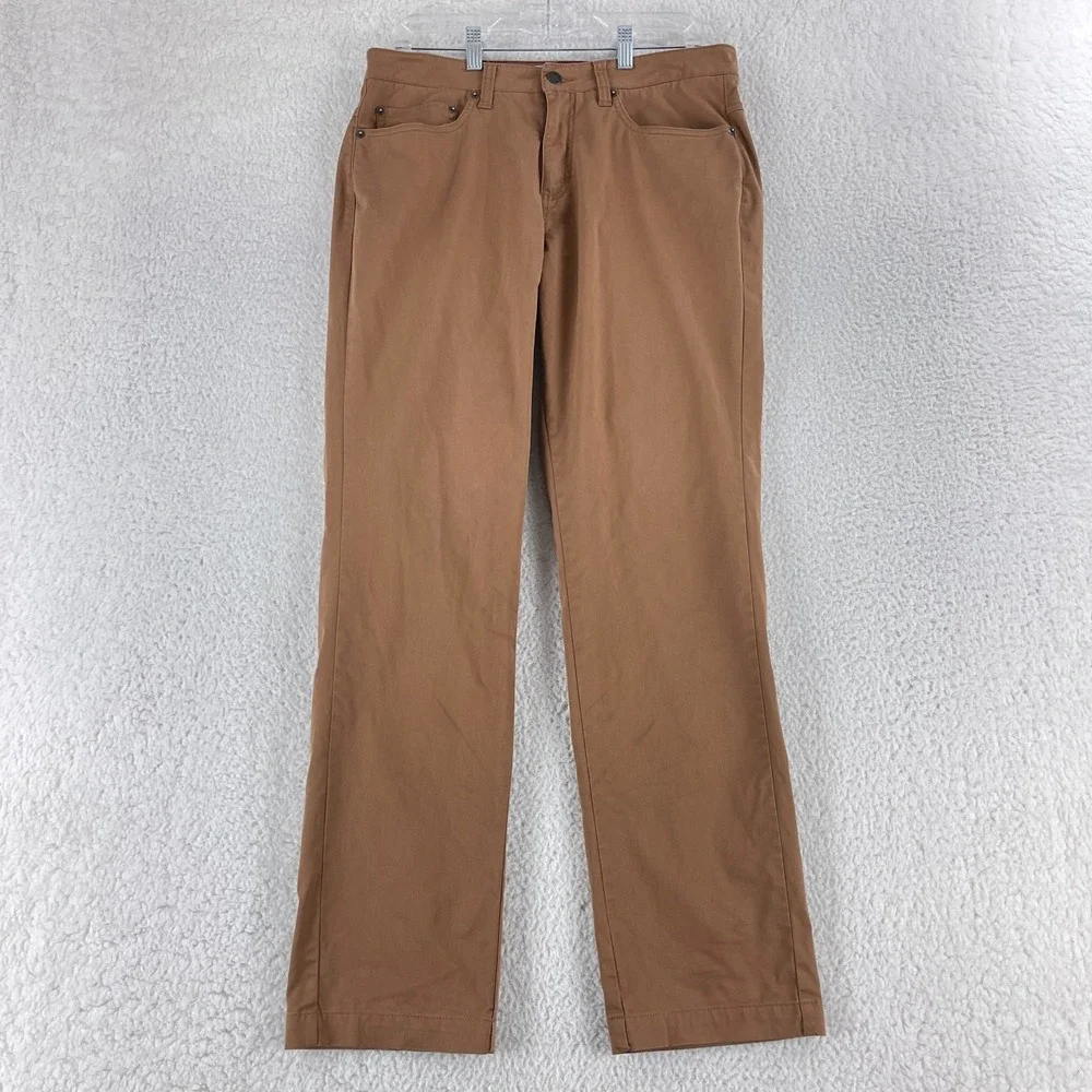 Bridge & Burn Brown Organic Cotton Chino Pants Mens Straight Leg Casual Size 32R